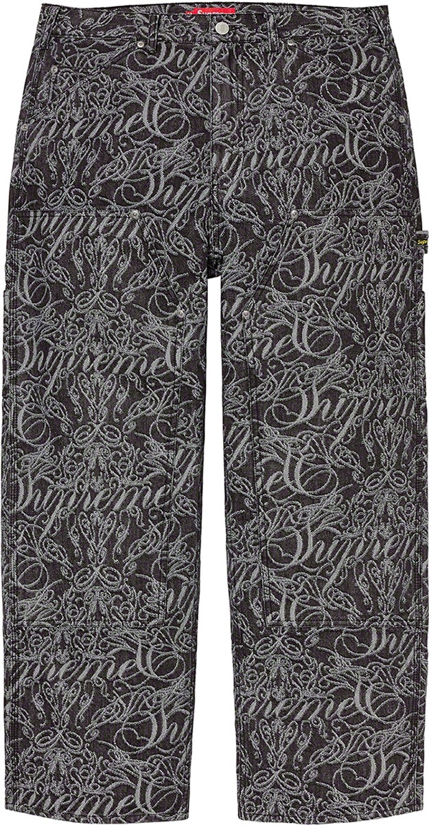 Script Jacquard Double Knee Denim Painter Pant view 10